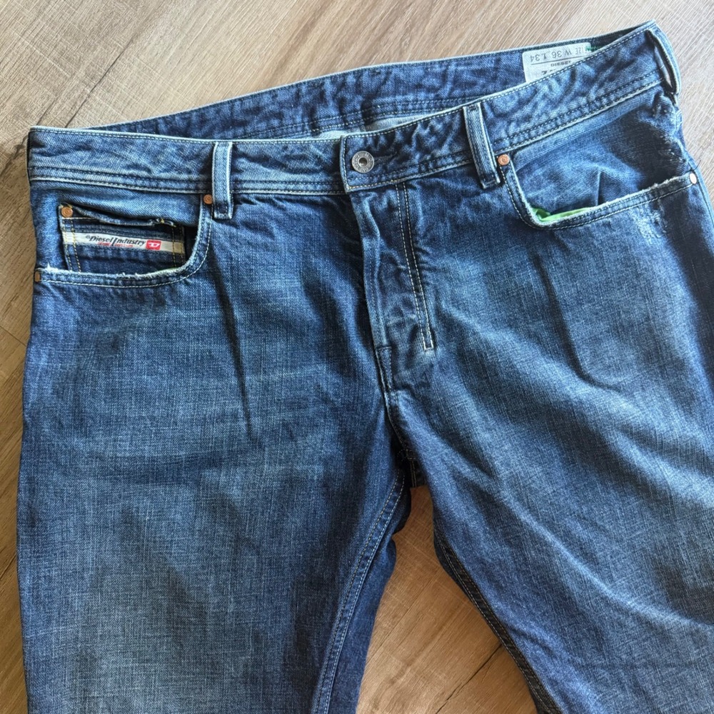 Diesel Zathan Bootcut Jeans Mens 36x34 Blue Denim Made in Italy Button Fly